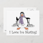 I Love Ice Skating Penguin T - shirts and Gifts Briefkaart (Voorkant / Achterkant)