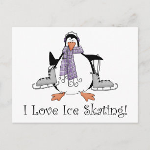 I Love Ice Skating Penguin T - shirts and Gifts Briefkaart