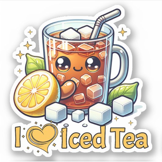 I Love Iced Tea Sticker (Voorkant)