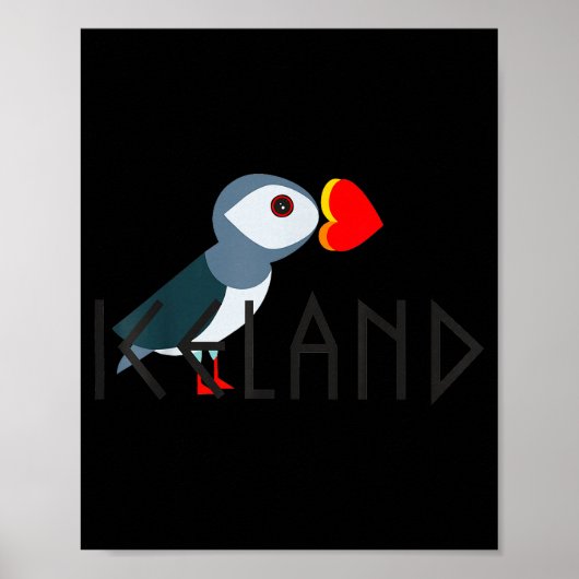 I Love Iceland Puffin Icelandic Gift  Poster (Voorkant)