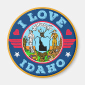 I Love Idaho State Map and Flag Magneet (Voorkant)