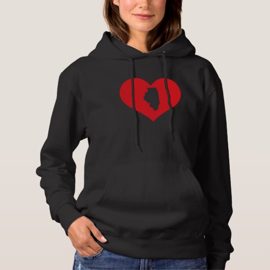 I Love Illinois Heart  Resident State Pride Hoodie (Voorkant)