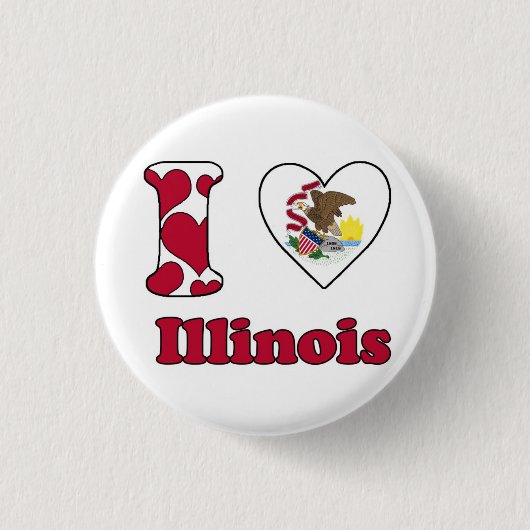 I love Illinois Ronde Button 3,2 Cm (Voorkant)