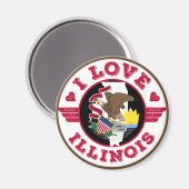 I Love Illinois State Map and Flag Magneet (Voorkant / Achterkant)