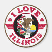 I Love Illinois State Map and Flag Magneet (Voorkant)