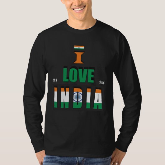 I Love India Indian India Flag T-shirt (Voorkant)