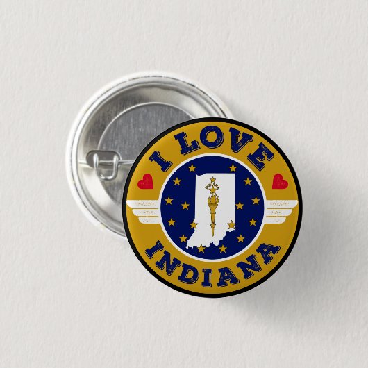 I Love Indiana State Map and Flag Ronde Button 3,2 Cm (Voorkant /achterkant)