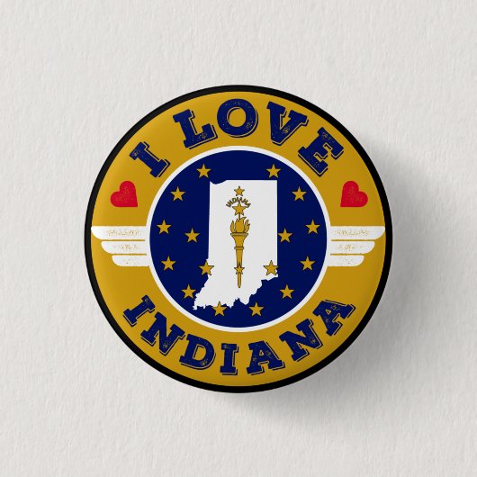 I Love Indiana State Map and Flag Ronde Button 3,2 Cm (Voorkant)