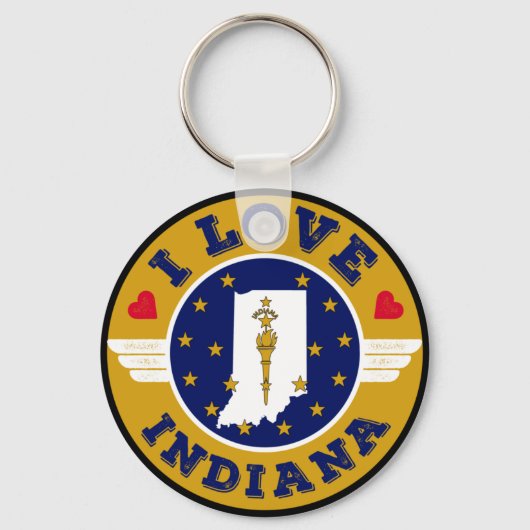 I Love Indiana State Map and Flag Sleutelhanger (Voorkant)