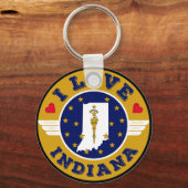 I Love Indiana State Map and Flag Sleutelhanger (Voorkant)