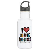 I Love Indie Books Fun Cool Authors Design Waterfles (Voorkant)