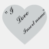"I Love Insert name" Hart Sticker (Voorkant)