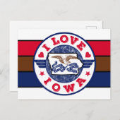 I Love Iowa Retro Stripes State Map and Flag Briefkaart (Voorkant / Achterkant)