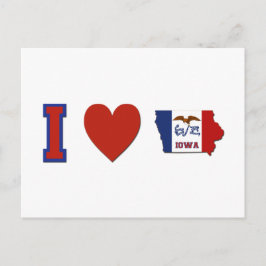 I Love Iowa Shaped State Flag Big Red Heart Briefkaart