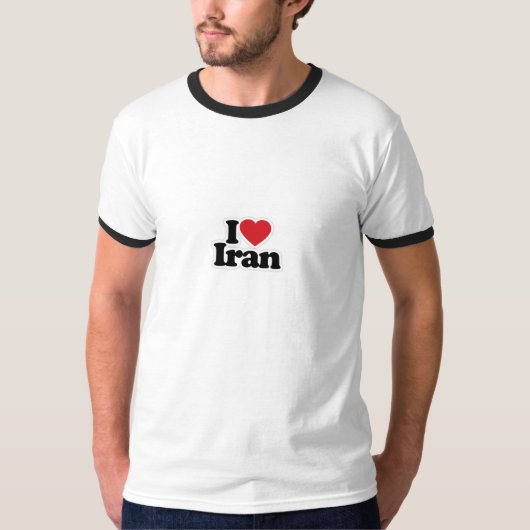 I Love Iran Mannen Basic Ringer T-Shirt White/Blac (Voorkant)