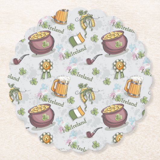I Love Ireland St Patrick's Day Kartonnen Onderzetters (Voorkant)