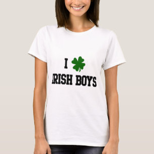 I Love Irish Boys, Green Shamrock T-Shirt