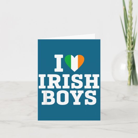 I Love Irish Boys Ireland Flag Heart St Patricks D Kaart (Voorkant)