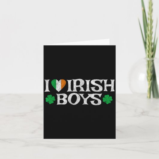 I Love Irish Boys Lucky Shamrock Heart Ireland Fla Kaart (Voorkant)