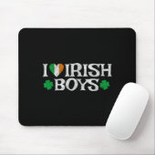 I Love Irish Boys Lucky Shamrock Heart Ireland Fla Muismat (Met muis)