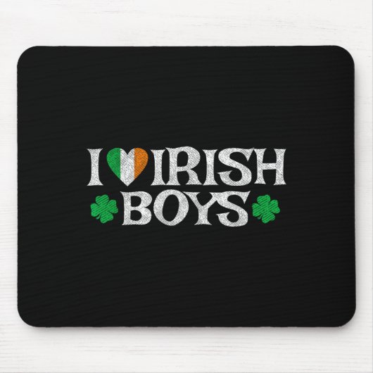 I Love Irish Boys Lucky Shamrock Heart Ireland Fla Muismat (Voorkant)