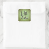 I Love Irish Vierkante Sticker (Tas)