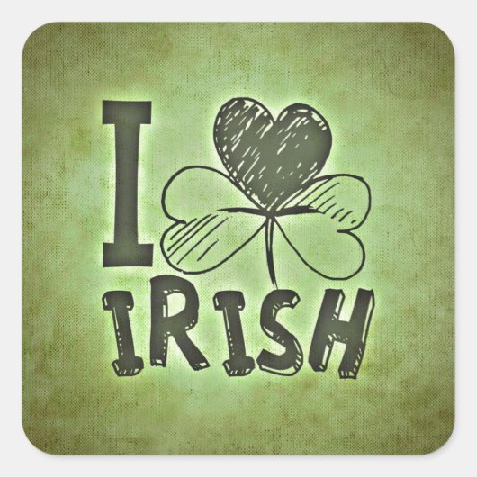 I Love Irish Vierkante Sticker (Voorkant)