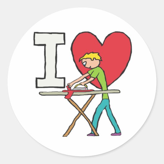 I Love Ironing Ronde Sticker (Voorkant)