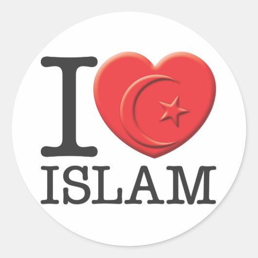I Love Islam Ronde Sticker (Voorkant)