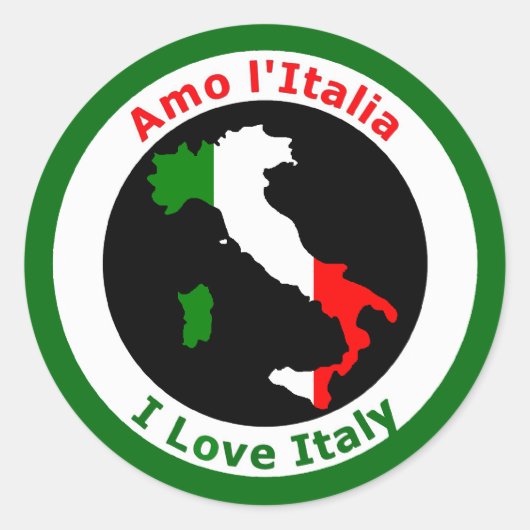 I LOVE ITALY RONDE STICKER (Voorkant)