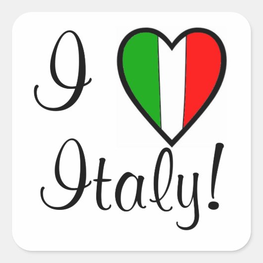 I Love Italy-Vlag van Italië-Heart Vierkante Sticker (Voorkant)
