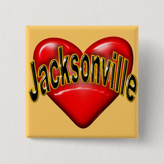 I Love Jacksonville Vierkante Button 5,1 Cm (Voorkant)