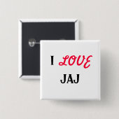 I, LOVE, JAJ VIERKANTE BUTTON 5,1 CM (Voorkant /achterkant)