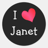 I Love Janet Ronde Sticker (Voorkant)