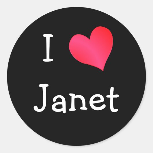 I Love Janet Ronde Sticker (Voorkant)
