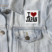 I Love JAPAN Vierkante Button 5,1 Cm (In situ)