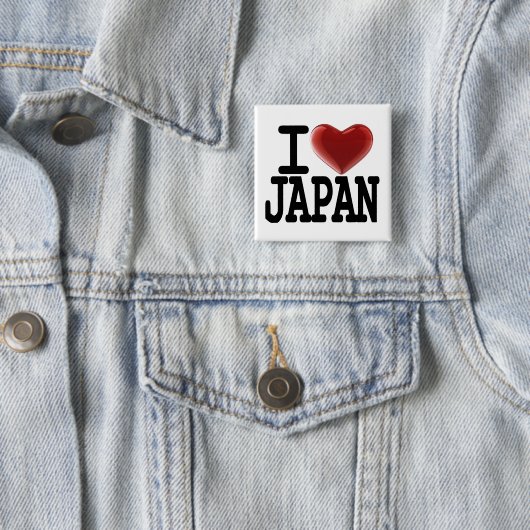 I Love JAPAN Vierkante Button 5,1 Cm (In situ)