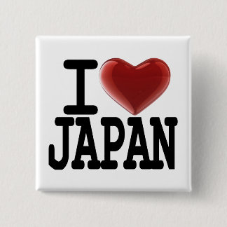 I Love JAPAN Vierkante Button 5,1 Cm