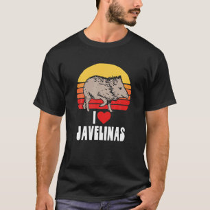 I Love Javelinas  Retro 80S Sunset Cute Hea T-shirt
