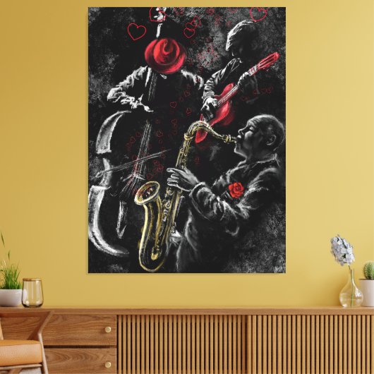 I Love Jazz Music Canvas Print - Painting Art (Insitu (Woonkamer))