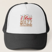 I Love Jazz Music Musician Fan Saxophone Trucker Pet (Voorkant)