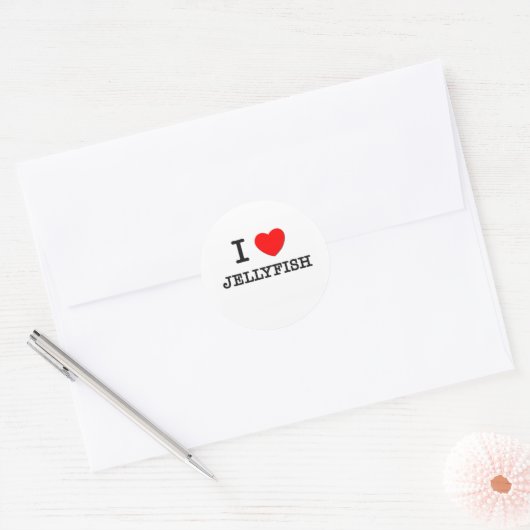 I Love Jellyfish Ronde Sticker (Envelop)