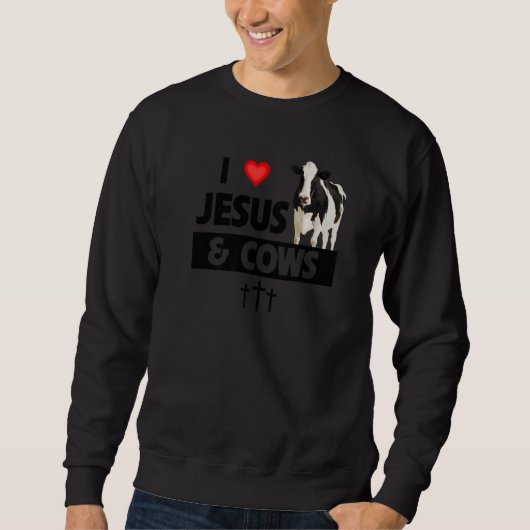 I Love Jesus and Cows Funny Farming Christian Farm Trui (Voorkant)