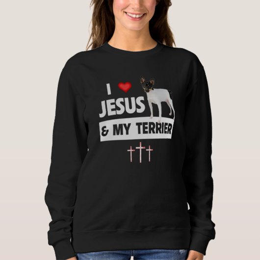 I Love Jesus and My Smooth Fox Terrier Dog Mom Dad Trui (Voorkant)