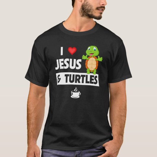 I Love Jesus and Turtles Christelijk Church Tortoi T-shirt (Voorkant)