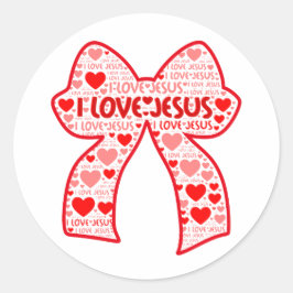 I LOVE JESUS BOWS RONDE STICKER