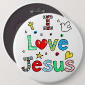 I Love Jesus I Doodles I Colossal 6x6 Button (Voorkant /achterkant)