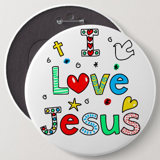 I Love Jesus I Doodles I Colossal 6x6 Button (Voorkant /achterkant)