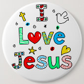 I Love Jesus I Doodles I Colossal 6x6 Button (Voorkant)