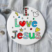 I Love Jesus I Doodles I Colossal 6x6 Button (In situ)